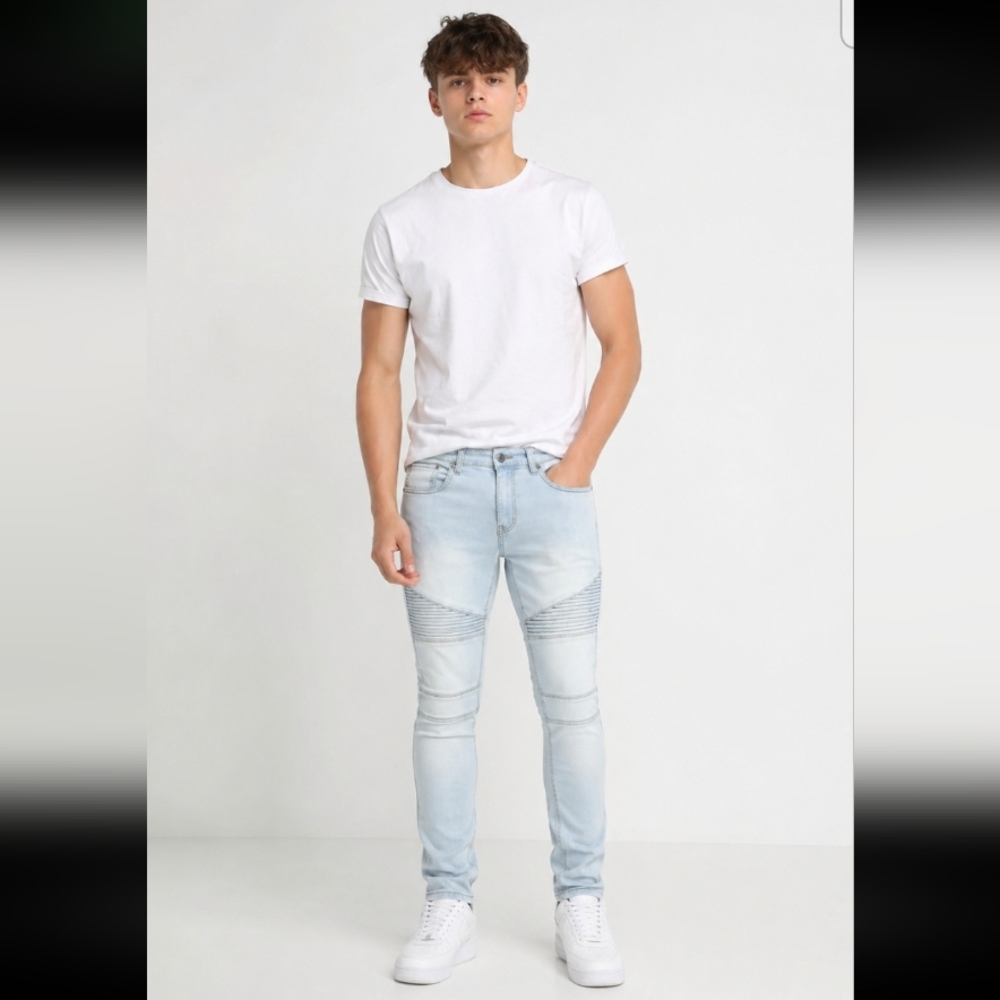 RSQ London Skinny Distressed Moto Jeans 32